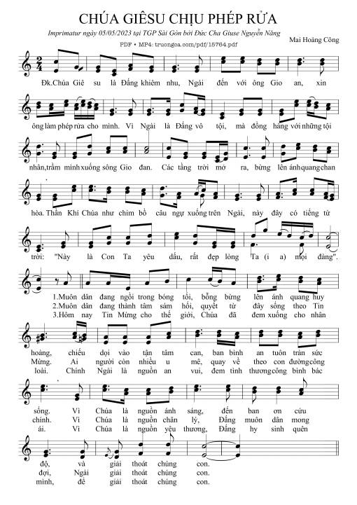 Sheet PDF of Chúa Giêsu Chịu Phép Rửa