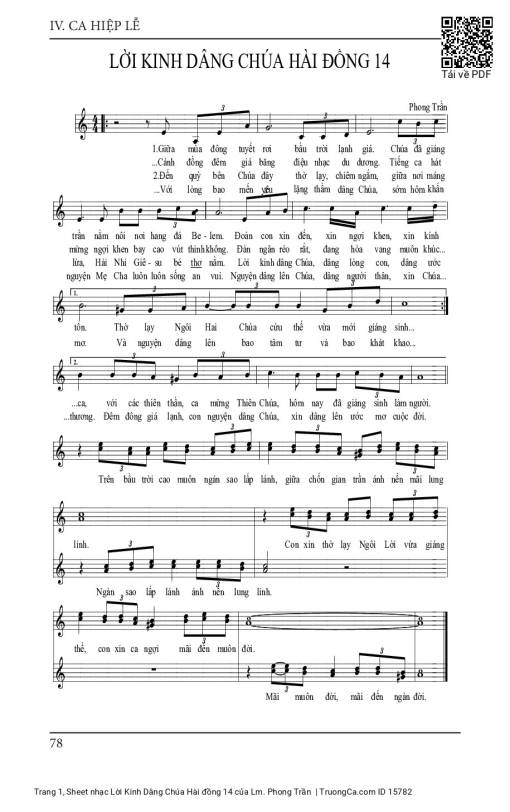 Sheet PDF of Lời Kinh Dâng Chúa Hài đồng 14