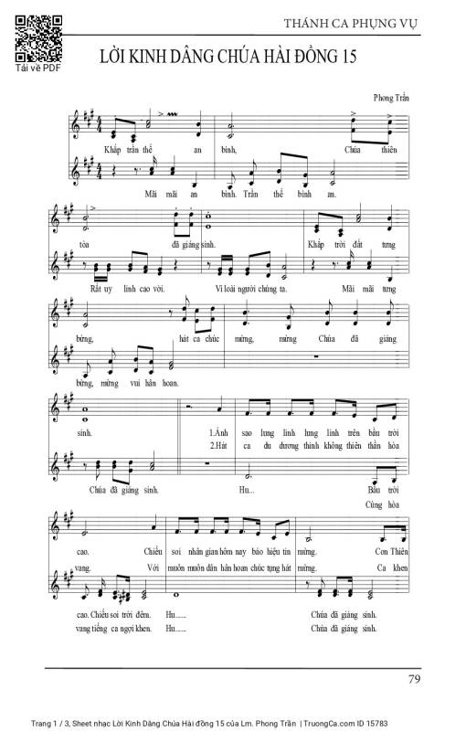 Sheet PDF of Lời Kinh Dâng Chúa Hài đồng 15