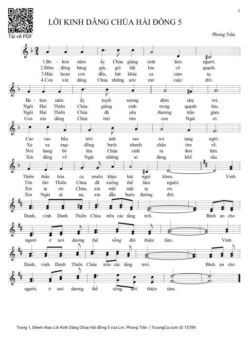 Sheet PDF of Lời Kinh Dâng Chúa Hài đồng 5