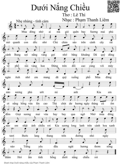 Sheet PDF of Dưới nắng chiều