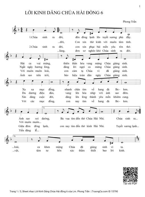 Sheet PDF of Lời Kinh Dâng Chúa Hài đồng 6