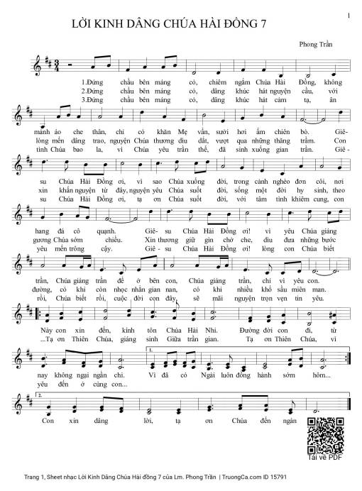 Sheet PDF of Lời Kinh Dâng Chúa Hài đồng 7