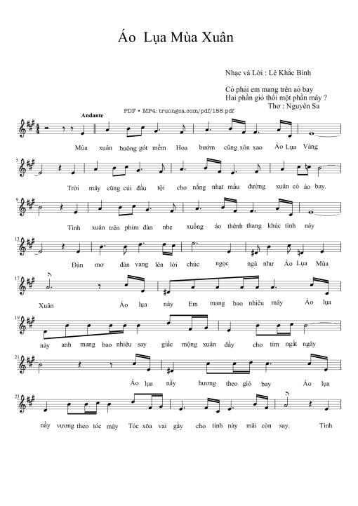 Sheet PDF of Áo lụa mùa xuân