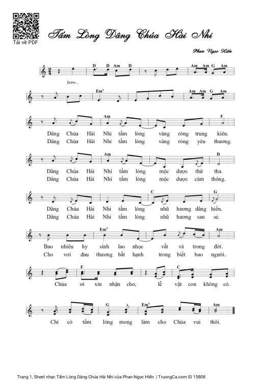 Sheet PDF of Tấm Lòng Dâng Chúa Hài Nhi