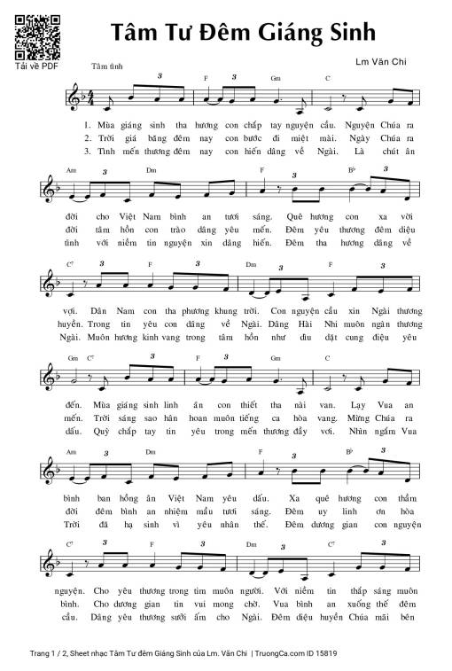 Sheet PDF of Tâm Tư đêm Giáng Sinh