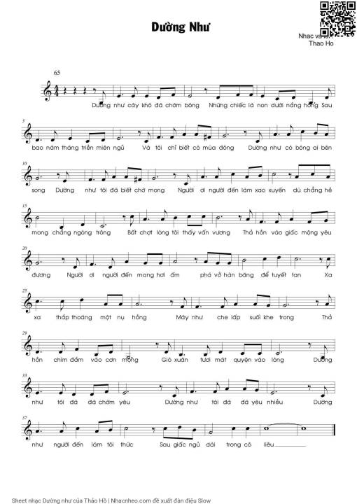 Sheet PDF of Dường như - Thảo Hồ