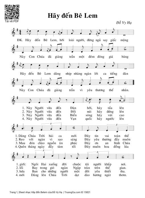 Sheet PDF of Hãy đến Belem