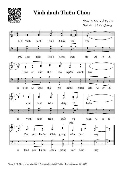 Sheet PDF of Vinh Danh Thiên Chúa