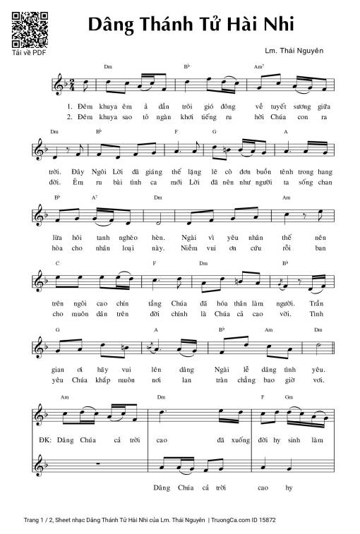 Sheet PDF of Dâng Thánh Tử Hài Nhi