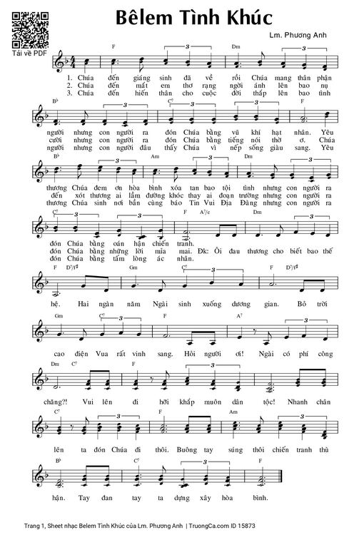 Sheet PDF of Belem Tình Khúc