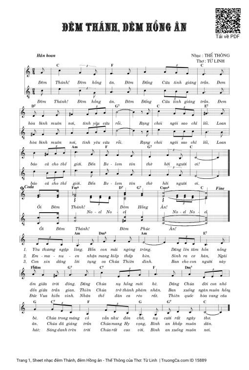 Sheet PDF of đêm Thánh, đêm Hồng ân - Thế Thông