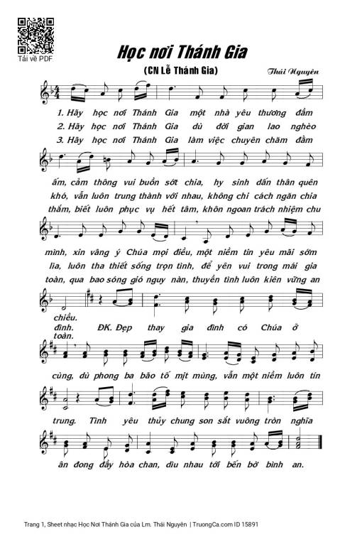 Sheet PDF of Học Nơi Thánh Gia