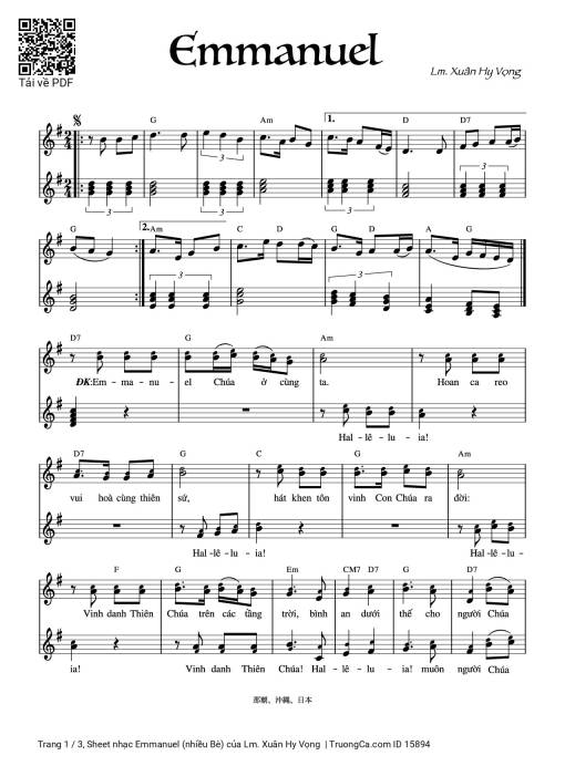 Sheet PDF of Emmanuel (nhiều Bè)
