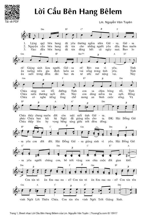Sheet PDF of Lời Cầu Bên Hang Bêlem
