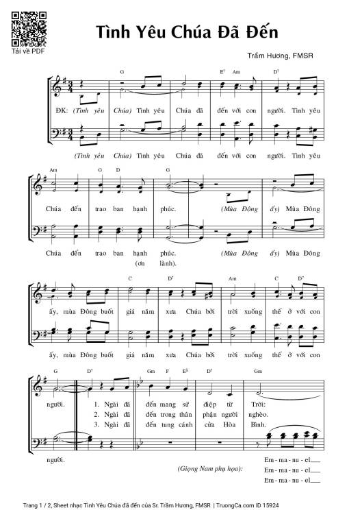 Sheet PDF of Tình Yêu Chúa đã đến