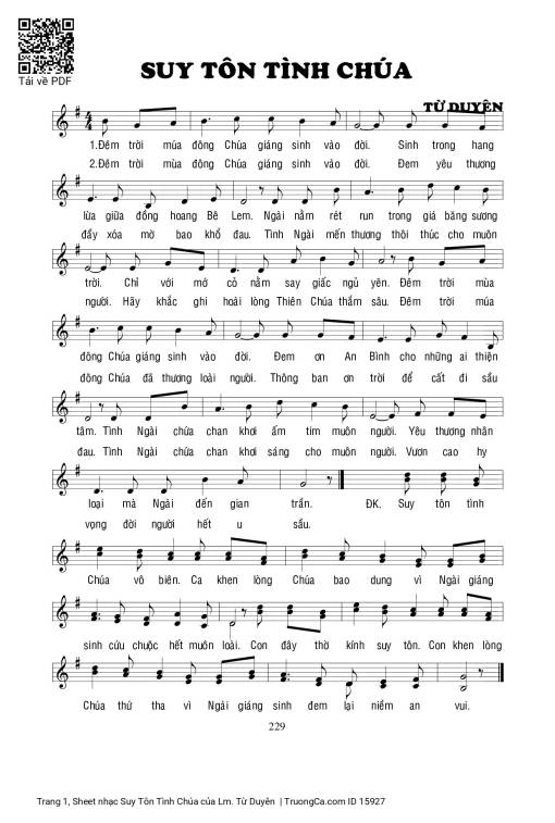 Sheet PDF of Suy Tôn Tình Chúa