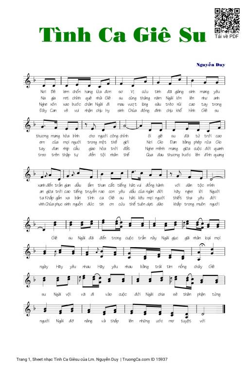 Sheet PDF of Tình Ca Giêsu