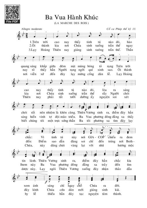 Sheet PDF of Ba Vua Hành Khúc - Cổ Ca Pháp