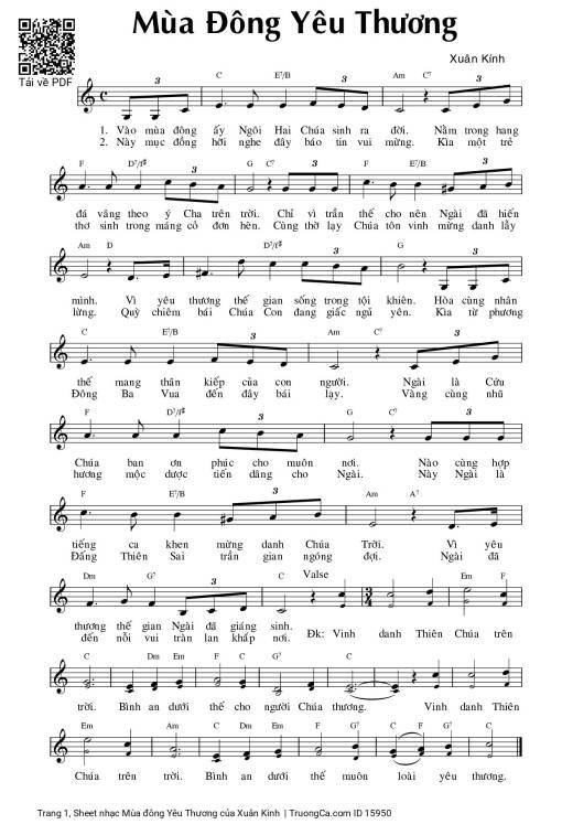 Sheet PDF of Mùa đông Yêu Thương