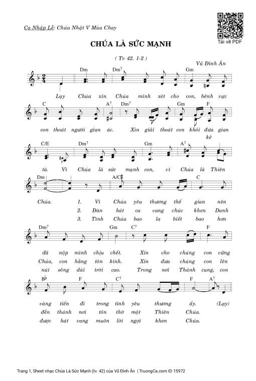 Sheet PDF of Chúa Là Sức Mạnh (tv. 42)