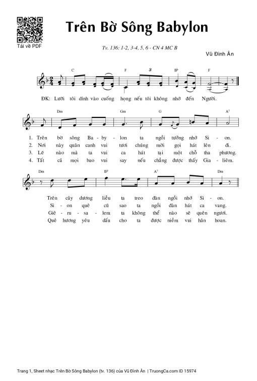 Sheet PDF of Trên Bờ Sông Babylon (tv. 136)