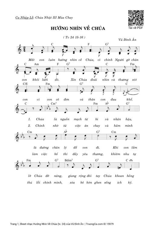 Sheet PDF of Hướng Nhìn Về Chúa (tv. 24)