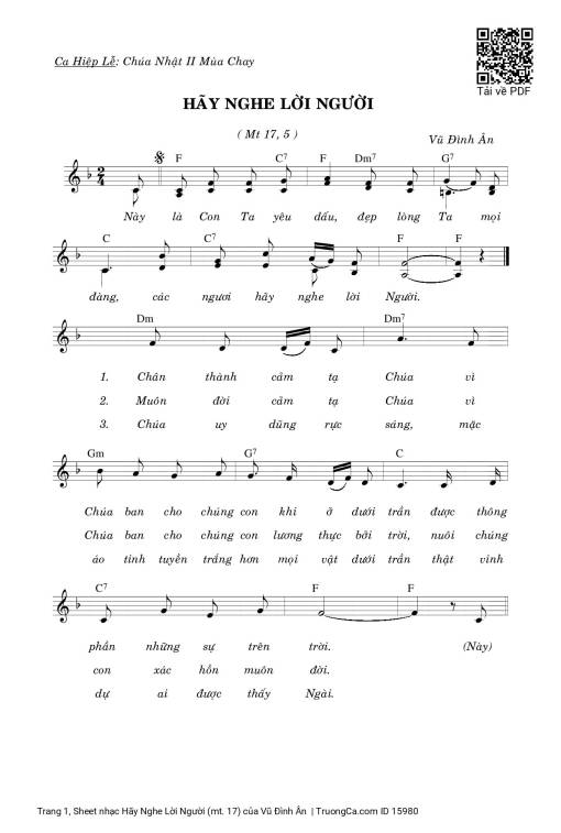 Sheet PDF of Hãy Nghe Lời Người (mt. 17)