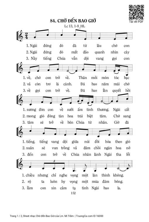 Sheet PDF of Chờ đến Bao Giờ