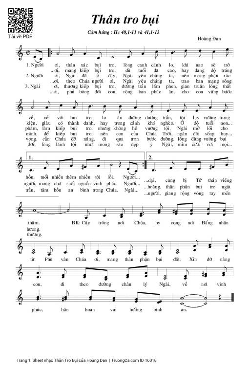 Sheet PDF of Thân Tro Bụi