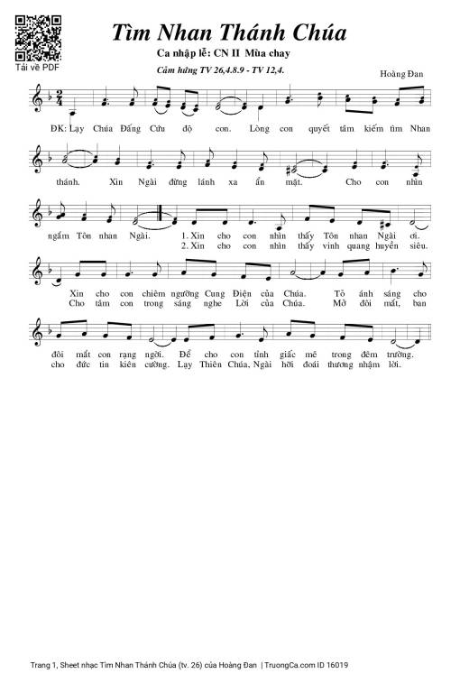 Sheet PDF of Tìm Nhan Thánh Chúa (tv. 26)