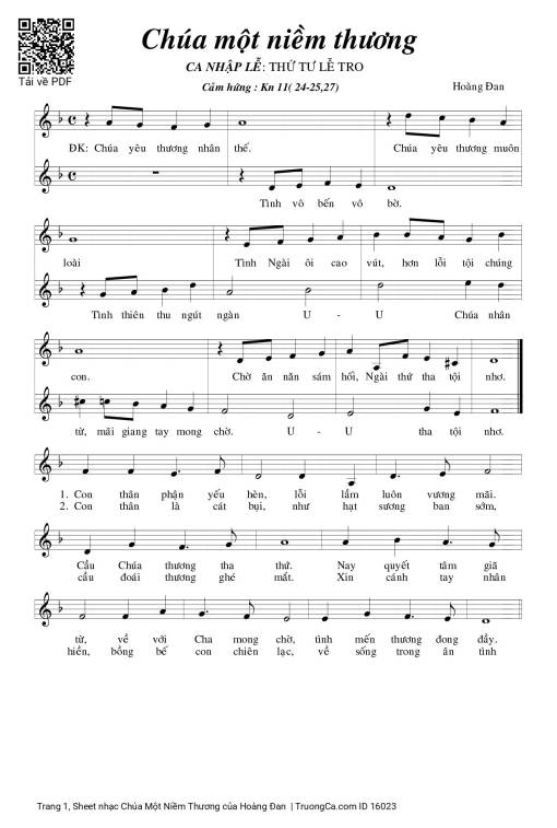 Sheet PDF of Chúa Một Niềm Thương