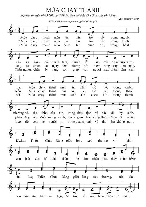 Sheet PDF of Mùa Chay Thánh