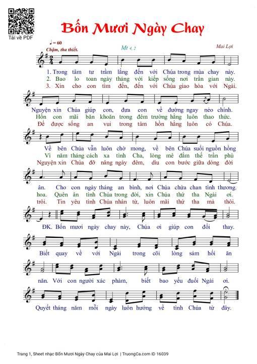 Sheet PDF of Bốn Mươi Ngày Chay