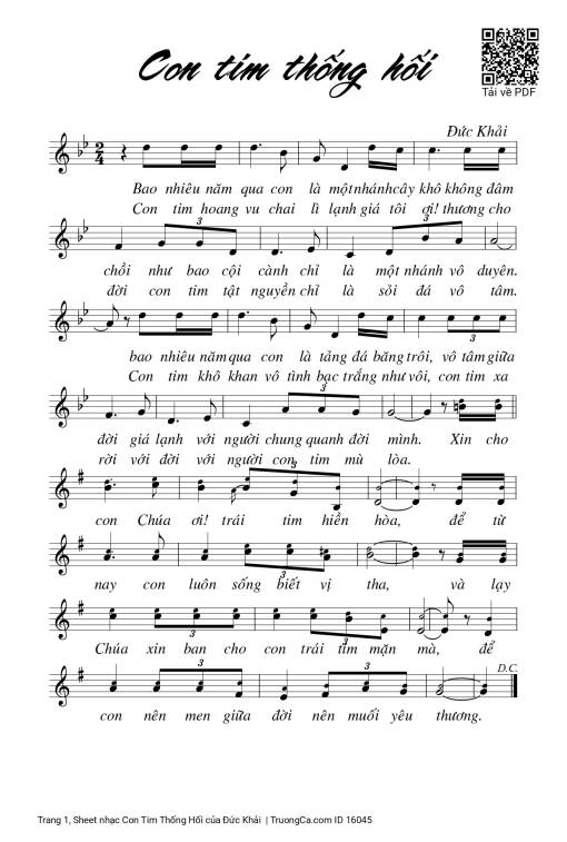 Sheet PDF of Con Tim Thống Hối