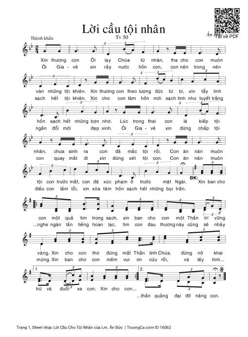 Lời Cầu Cho Tội Nhân