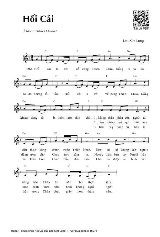 Sheet PDF of Hối Cải - Lm. Kim Long