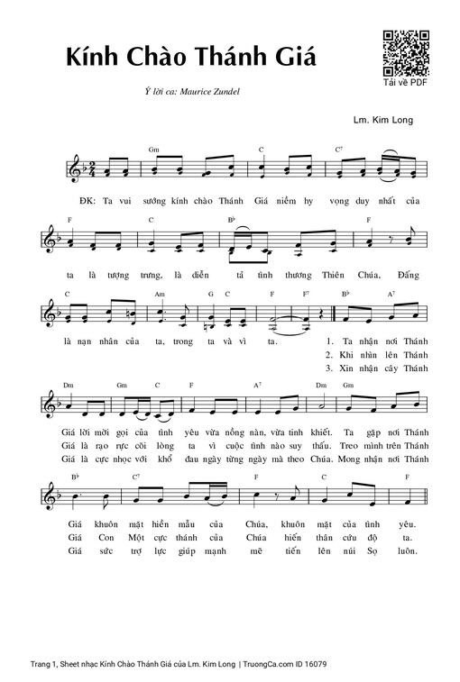 Sheet PDF of Kính Chào Thánh Giá
