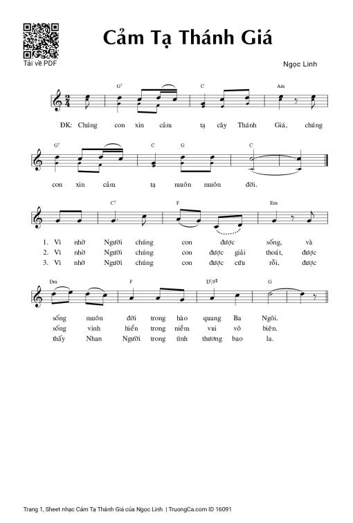 Sheet PDF of Cảm Tạ Thánh Giá