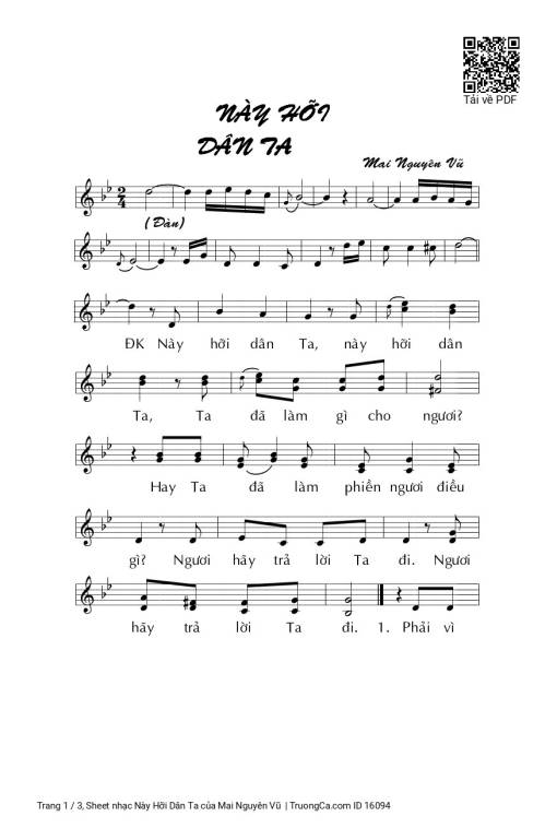 Sheet PDF of Này Hỡi Dân Ta