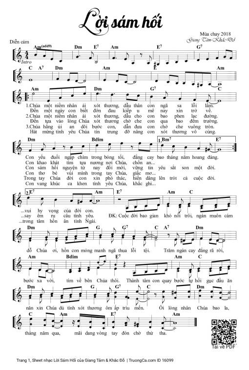 Sheet PDF of Lời Sám Hối