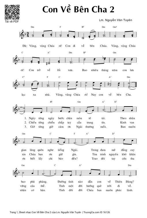 Sheet PDF of Con Về Bên Cha 2