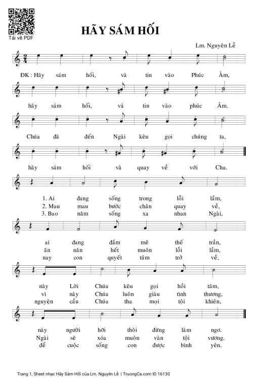 Sheet PDF of Hãy Sám Hối