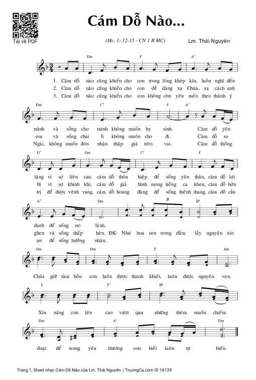 Sheet PDF of Cám Dỗ Nào - Lm. Thái Nguyên
