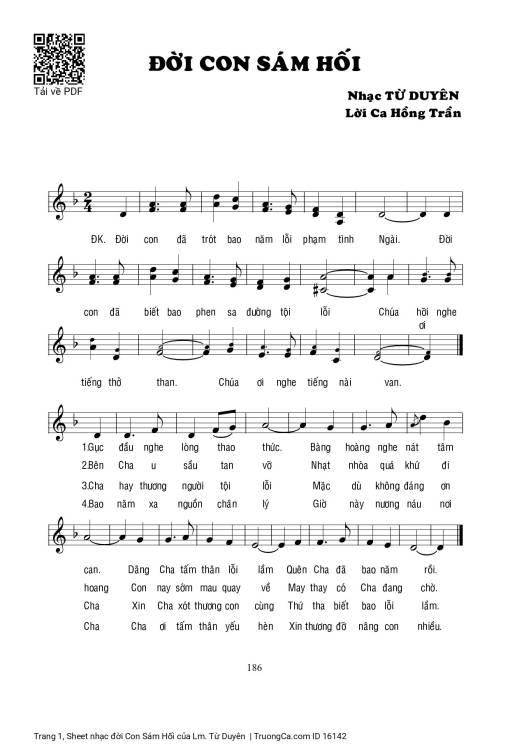 Sheet PDF of đời Con Sám Hối