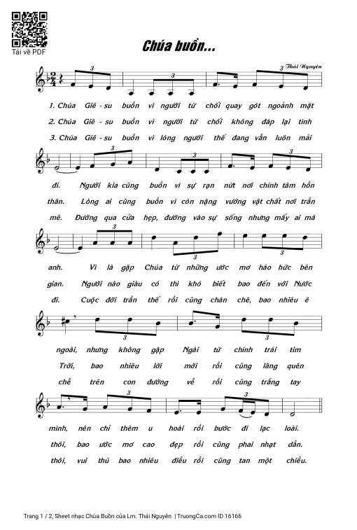 Sheet PDF of Chúa Buồn - Lm. Thái Nguyên