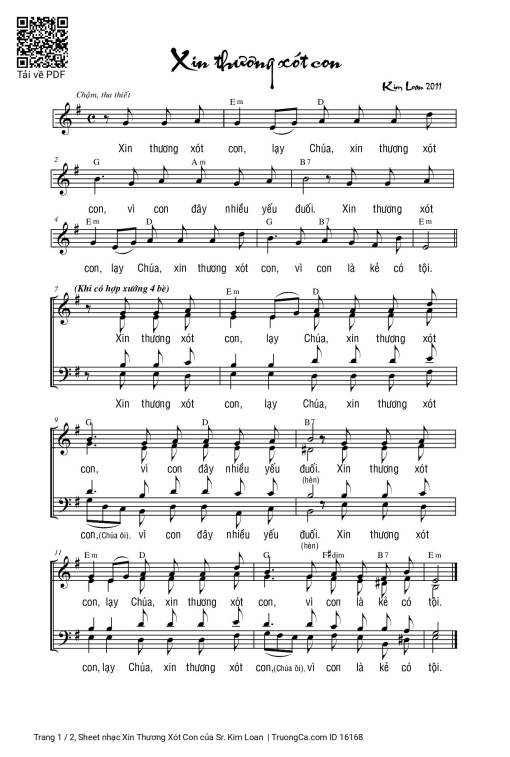 Sheet PDF of Xin Thương Xót Con