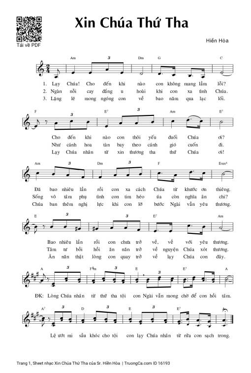 Sheet PDF of Xin Chúa Thứ Tha