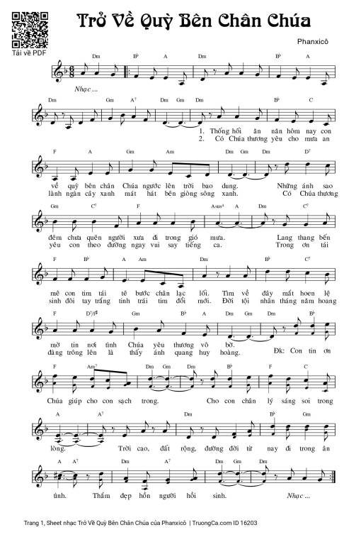 Sheet PDF of Trở Về Quỳ Bên Chân Chúa