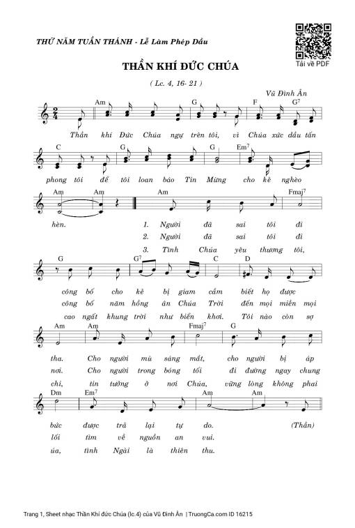 Sheet PDF of Thần Khí đức Chúa (lc.4)